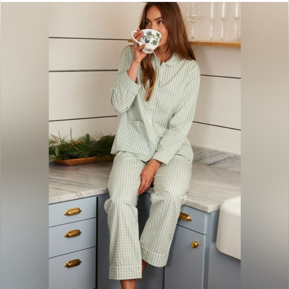 Lake Pajamas Aloe gingham Women's Pajama Set Like New